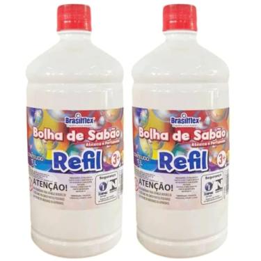 Imagem de Kit 2 Litros Refil Líquido para Máquina de Bolha de Sabão Arminha – Atóxico, Perfumado, Seguro para Crianças,