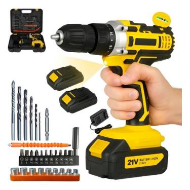 Imagem de Furadeira Parafusadeira Impacto Amarela 2 Bat Maleta 30pçs - S&J