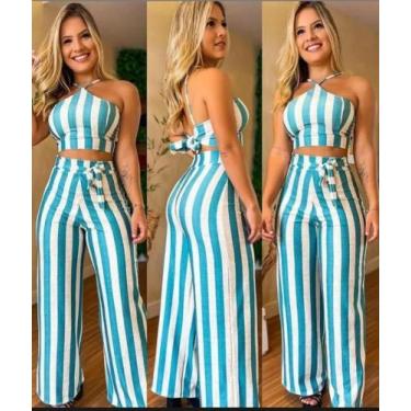 Imagem de Conjunto Pantalona E Cropped - Josy Modas, Azul