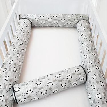 Imagem de Kit Berço 4 Rolos Americano Rolinho Panda Preto Urso - Loja Baby