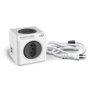 Imagem de PowerCube Extended PWC-X4U/3m ELG Cinza 4 Tomadas + 2 USB com Cabo 3m