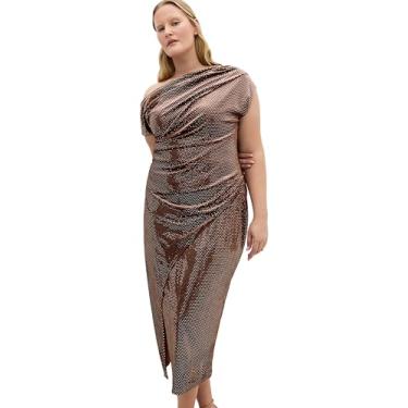 Imagem de City Chic Vestido feminino plus size - Shimmy Midi, Bronze, 48