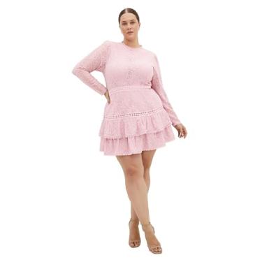 Imagem de City Chic Vestido feminino plus size - renda Gabriella, Rosa macia, 58