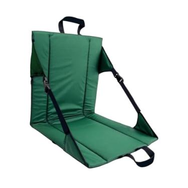 Imagem de IEUDNS Assento de estádio em tecido Oxford com encosto dobrável e fácil de transportar, cadeira de chão, assento de arquibancada para praia, gramado, Verde
