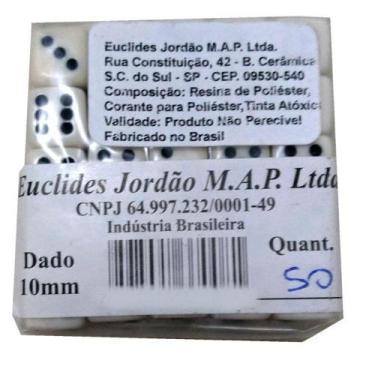 Imagem de Jogo De Dados 10 Mm - Euclides Jordão - 50 Unidades