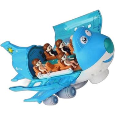 Imagem de Avião Azul Masculino Infantil Brinquedo Educativo Musical - Atena