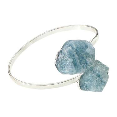 Imagem de Bracelete Pulseira Pedra Natural Água Marinha Ajustável - Equilíbrio P