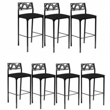 Imagem de Kit 7 Banquetas Luiza material sintético Preto - GAT MAGAZINE