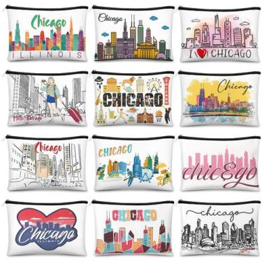 Imagem de Bolsa de maquiagem Reginary Chicago Souvenir, 12 unidades para viagens