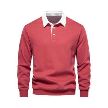 Imagem de Moletom Masculino De Outono Com Gola Polo, Casual, De Algodão De Quali