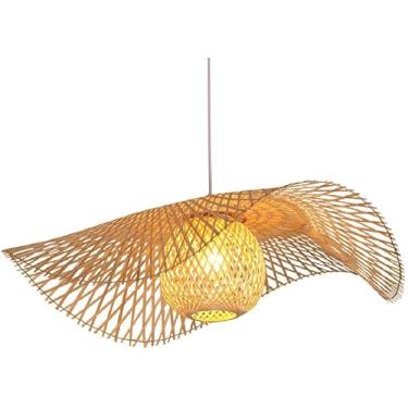 Imagem de Estilo Moderno Luz Pendurada Bambu Rattan Vime Luz Ilha De Cozinha, Luminária Pendente, Lustres Naturais Teto E26 Iluminação, Para Sala De Estar Hotel Sala De Jantar Decoração De Ca, B, 75cm