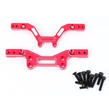 Imagem de Aluminum Alloy Front&Rear Damper Plate Upgrade, Extended Design for ARRMA 1/14 Typhon Grom, Improves Suspension & Camber Angle (Red)