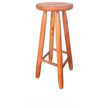 Imagem de Kit 4 Bancos Madeira Maciça 70cm Alta Para Balcão Banqueta Tamborete Reforçado kit conjunto (COM VERNIZ)