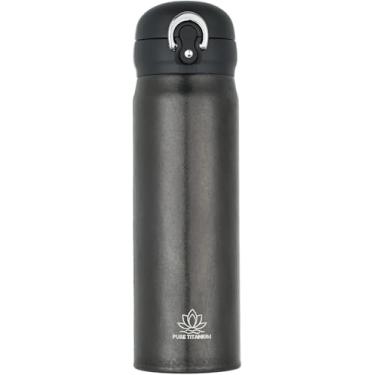 Imagem de Garrafa de água de titânio, copo de boca larga - isolamento a vácuo de parede dupla, leve e durável, perfeito para café, chá, água, interior e exterior, metal de arma - 450 ml