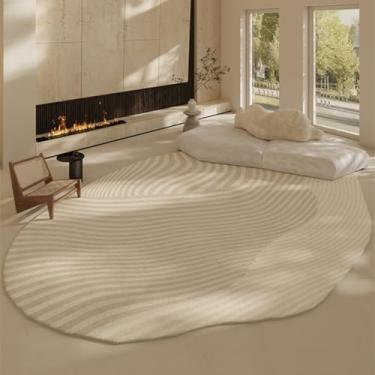 Imagem de Tapetes com formas irregulares para sala de estar, decoração de quarto em estilo creme, tapete grosso e macio para sala de estar (200x300 cm/F)