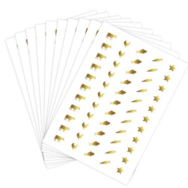 Imagem de 500 Autocolantes para Refeições, Dourados Autocolantes Escolha Refeições Casamento com Padrão Estrela Carne Cenoura Frango e Peixe Etiquetas Seleção Alimentos para Cartões Lugar (10 Folhas)