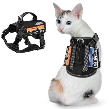 Imagem de Peitoral tático grande para gatos, de malha respirável, para gatos adultos e gordos, com alça e velcro, colete refletivo ajustável para gatos, fácil de controlar