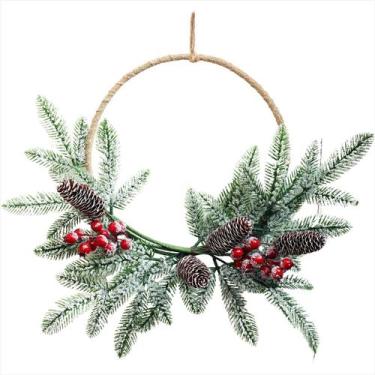 Imagem de Guirlanda Arco Galhos Nevado com Pinha e Berries 40CM - Magizi