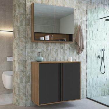 Imagem de Gabinete de Banheiro 80cm com Espelheira 2 Portas sem Cuba Antônia - F