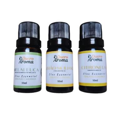 Imagem de Kit Casa Fresca & Protegida (3x10ml) – Óleos Essenciais de Melaleuca, Limão Siciliano e Citronela – Limpeza Natural e Repelente – Quero Aroma