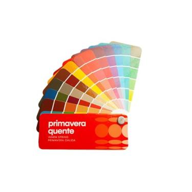Imagem de Paleta de cores quente multilíngue da Studio Immagine, guia de cores personalizado para economia de custos, compras inteligentes, planejamento de roupas e guarda-roupa; Primavera Calida/Primavera