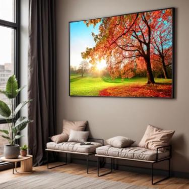Imagem de Quadro com Moldura Sala Quarto Arvore Vermelha Sol Decorativo Horizontal Grande Hall