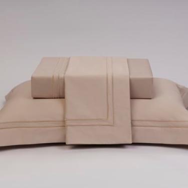 Imagem de Plumasul Jogo de Cama Premium Harmonious 100% Algodão Cetim 300 Fios Casal 4 peças Cor Fendi Festone Nude