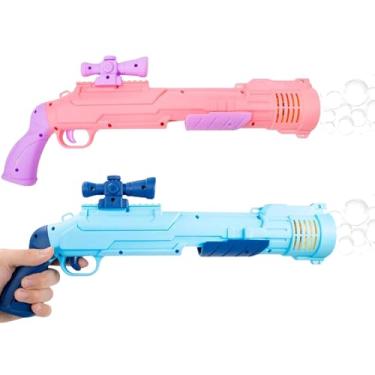 Imagem de Arma Bolas Sabão Maquina Eletrica Brinquedo Lança Bolhas | Azul e Rosa (Rosa)