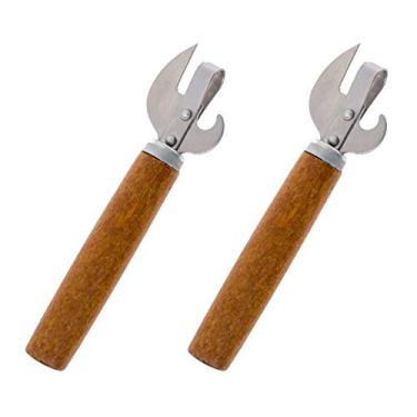 Imagem de Abridor de garrafas e latas universal grande clássico resistente - Pacote com 2 - Abridor de cerveja simples para lava-louças comercial engraçado seguro para lava-louças com cabo de madeira para