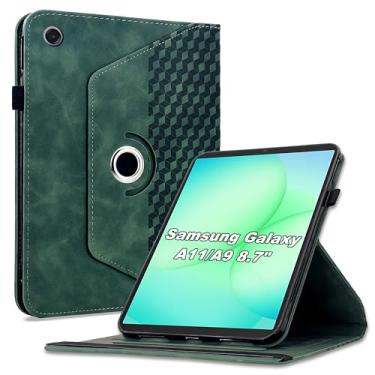Imagem de Varohix Capa para Samsung Galaxy Tab A11/A9 modelo de 8,7 polegadas (SM-X110/X115/X117), capa protetora de couro PU com rotação de 360 graus com hibernar/despertar automático, porta-cartão e alça de