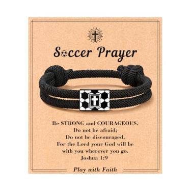 Imagem de Tarsus Presentes de beisebol/futebol/futebol para meninos, pulseira trançada com cruz de fé, presentes de aniversário de Natal para meninos e homens, average, Nylon, Sem Pedra Preciosa