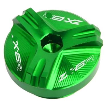 Imagem de Tampa do reservatório de fluido de freio dianteiro traseiro e tampa de enchimento de óleo do motor compatível com ZX6R ZX-6R ZX636 (um parafuso de motor verde)