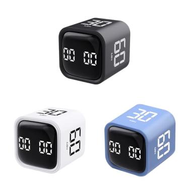 Imagem de Temporizador de produtividade, sensor de gravidade, cubo de contagem regressiva, silencioso, vibratório e som, 5/10/30/60 min e tempo personalizado, perfeito para TDAH, trabalho, aprendizagem, cozinha