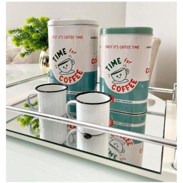 Imagem de Kit 2 Potes De Metal Porta Café Retrô Fechamento Hermético