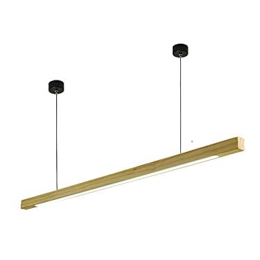 Imagem de Luminária pendente LED com cúpula de acrílico para decoração de sala de jantar em estilo nórdico moderno Lustre de madeira ajustável para ilha de cozinha Balcão de bar Iluminação de teto com