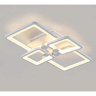 Imagem de Lustre de teto para sala de estar, lustre com design de moldura retangular, iluminação interna para quarto, sala de jantar e sala de estar 3000K-6500K (4 cabeças)