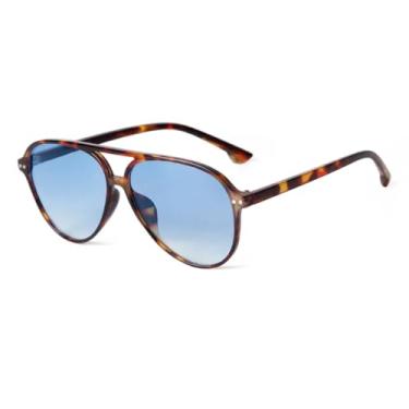 Imagem de Óculos de sol femininos masculinos retrô aviador azul com lentes degradê armação óculos de sol feminino uv400 (6)