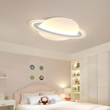 Imagem de Luminária de teto criativa para quarto infantil, luminária de planeta, quarto de bebê, controle remoto regulável, iluminação LED, oval, moderna, luminária de teto infantil, 45 cm, lustre dec