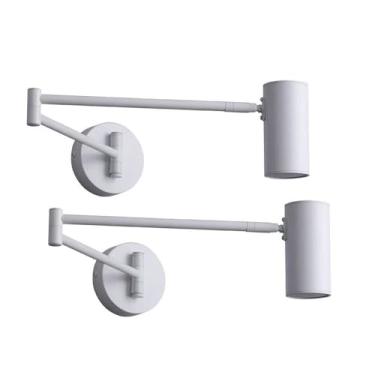 Imagem de Luminária de parede com braço oscilante LED branca, pacote com 2 unidades, arandela de cabeceira moderna ajustável, iluminação de leitura de cabeceira giratória de 5 W, luminária de parede d