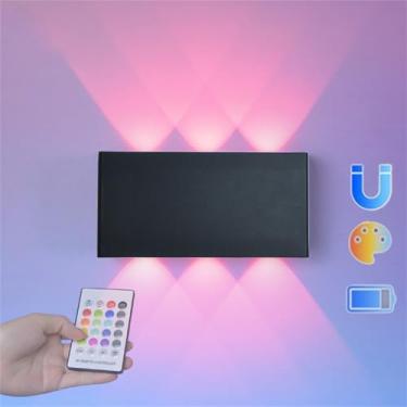 Imagem de Luminária de parede LED RGB Cores Luminária de parede recarregável operada por bateria Luminária de parede com controle remoto Luminárias de parede internas Luminárias magnéticas para quarto