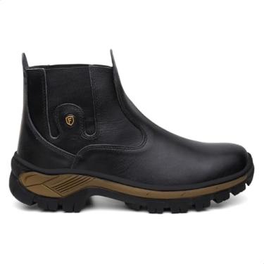 Imagem de Bota Masculina Botina em Couro Impermeável Coturno Palmilha Gel Confortável (PRETO, Padrão, BR, Adulto, Numérico, 37)