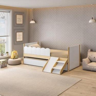 Imagem de Bicama Infantil com Mini Escorregador e Grade New Garden Casatema Made