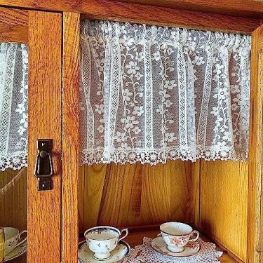 Imagem de RIAAJ Cortina de cozinha curta cortina de renda estilo fazenda com bordado, cortina curta para cozinha/café, cortinas de voile transparente para janela, cortina divisória, cortina de porta, 1 peça