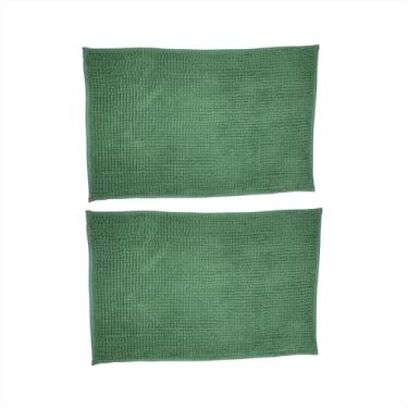 Imagem de Kit 2 Tapetes Antiderrapante Absorvente Microfibra Macio p/Banheiro Box Poliéster Macio Verde