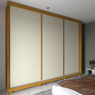 Imagem de Guarda Roupa Casal 3 Portas de Correr em MDF Plantinum Gelius - Naturale/Naturale/Off White