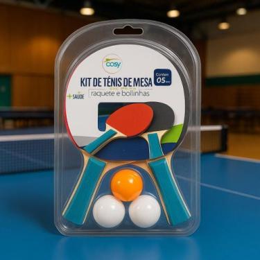 Imagem de Kit de Tênis de Mesa Cosy com 2 Raquetes e 3 Bolinhas