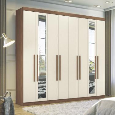 Imagem de Guarda Roupa Casal com Espelho 8 Portas Master New 8.4 Santos Andirá - Jatoba/Areia