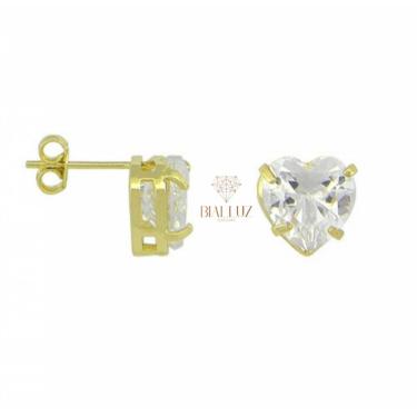 Imagem de Brinco Folheado Pedra de Zircônia Coração - Selecione a Cor