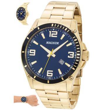 Imagem de Relógio Magnum Masculino Ref:Ma34638a Casual Dourado