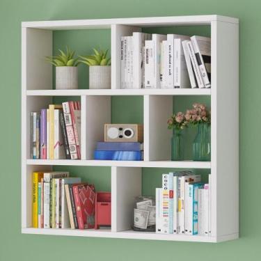 Imagem de Estante decorativa mdf 90x90x18cm elegante ideal para porta livros enf